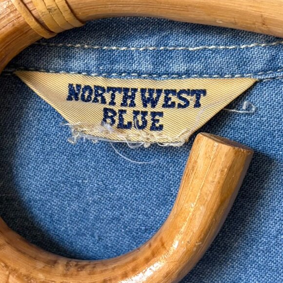 Vintage Denim Scarecrow Button Down Long Sleeve Top Women's Large - Picture 5 of 5